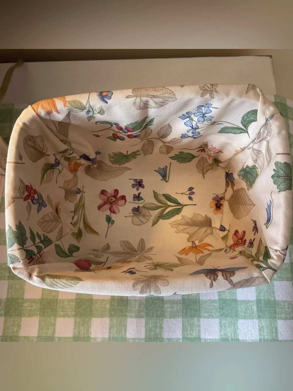 Longaberger 1999 Recipe Basket Botanical Liner Wood Lid Ceramic Tie-On